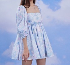 Watercolor Puff Sleeve Dress