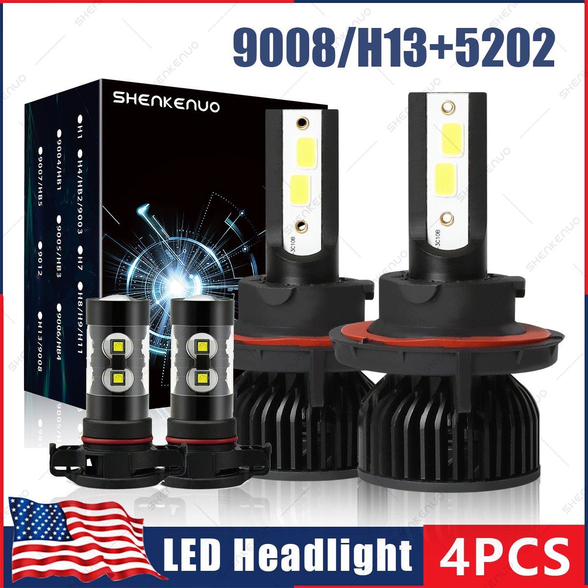 2007-2012 Dodge Caliber 6000K LED Headlight & Fog Light Bulbs Kit (4-Pack)