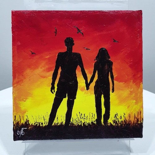 Couple Sunset Original Oil Hand Painted Canvas Gift Wall Art Decor Ukrainian Art - Picture 8 of 24