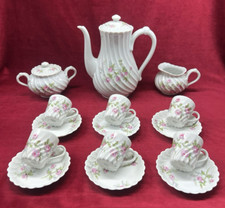 HAVILAND SYLVIA WHITE PINK FLEURS ROSES SYLVIE COFFEE TEA SET SERVICE A CAFE THE