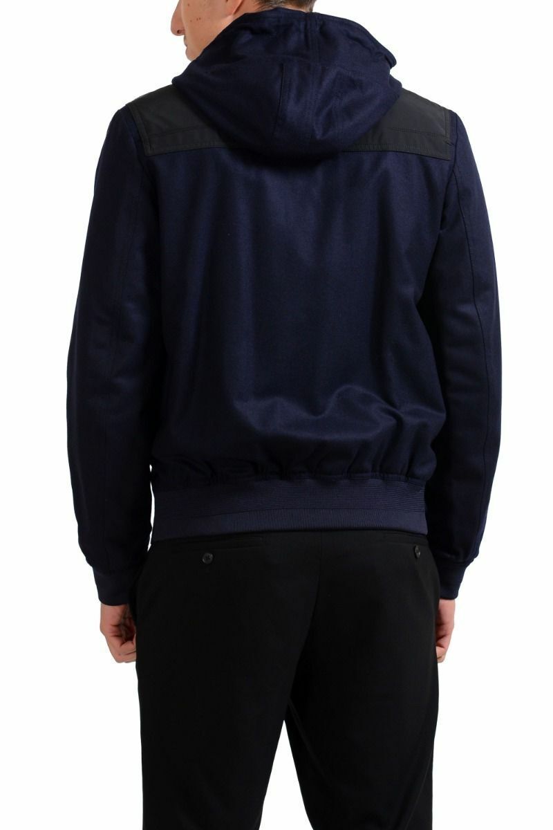 Christian Dior Men's Blue 100% Wool Full Zip Hooded Jacket Christian Dior Men's Blue 100% Wool Full Zip Hooded Jacket