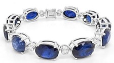 EXTRA LARGE 75.43CT DIAMOND & AAA SAPPHIRE 18KT WHITE GOLD OVAL & ROUND BRACELET
