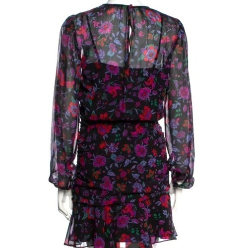 VERONICA BEARD Silk Floral Ruffle Mini Dress Size 0 NWOT - Picture 3 of 6
