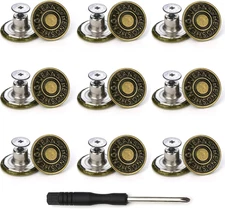 Arokimi Jeans Buttons Replacement, Instant No Sew Buttons for Pants with Tool,17