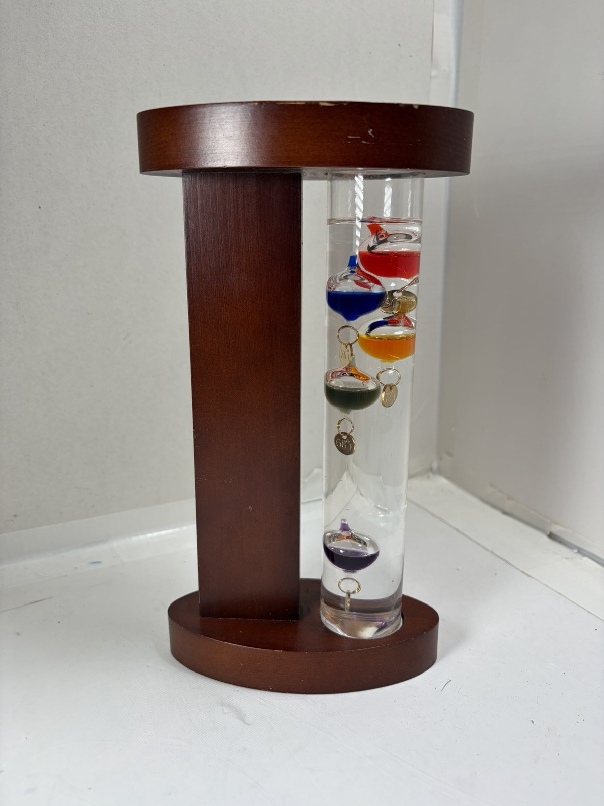 Acu Rite Galileo Thermometer with Wood Stand Floating Bulb G
