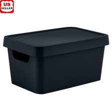 Caja de almacenamiento de plástico pequeña apilable con tapa apretada al clic y asas de transporte nueva