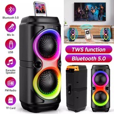 Portable Bluetooth Speaker Sub Woofer Heavy Bass Sound System Party Mic UK