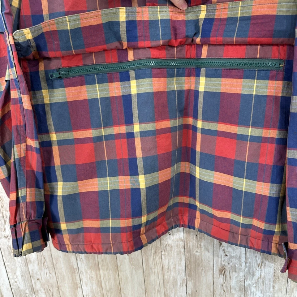 Chaqueta anorak con capucha a cuadros GAP para hombre XL pulóver multicolor faltan pocos botones Foto 3 de 4