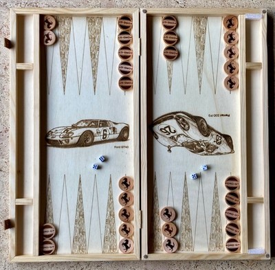 Ford vs. Ferrari   Backgammon Nardi Tavla Nardy handgefertigtes Spiel