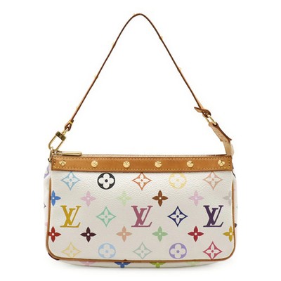 Louis Vuitton Monogram Multicolor Pochette Accessory Pouch Handbag Blonde White