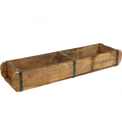 Holzgefäß Metallbeschläge Vintage Pflanzkasten 57cm Shabby Chic
