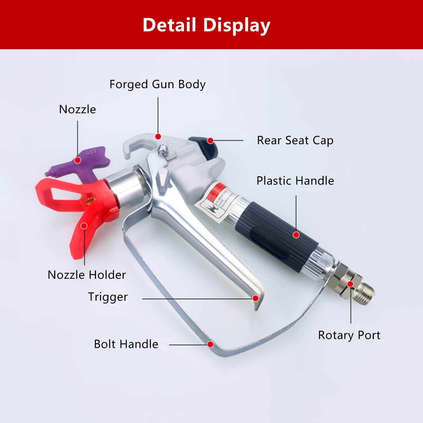 Airless Paint Spray Gun Sprayer High Pressure 3600 PSI 517 Nozzle Tip Swivel ...