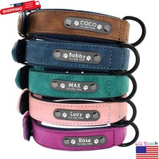 Soft Leather Personalized Dog Collar ID Tag Engraved for Small Medium Large Dogs