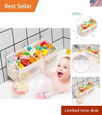 Two Compartment Easy-access Mesh Bath Toy Organizer for Bath Tub with Large O...