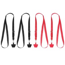 4Pcs Smart Phone Lanyard with 4 Patches, Black/Red 73-50cm 