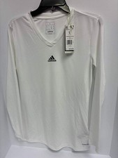 adidas Women's Team Base Long Sleeve T-Shirt Fitted Gym Workout Soccer L White