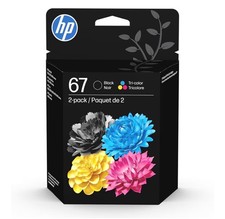 HP 67 Black/Tri-Color Ink Cartridges 2-Pack  Works with DeskJet 1255, 2700,