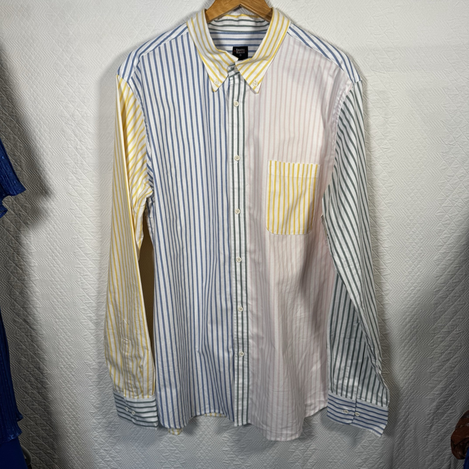 FILA Blazer da canottaggio colorblock a righe manica lunga camicia abbottonata XL alto