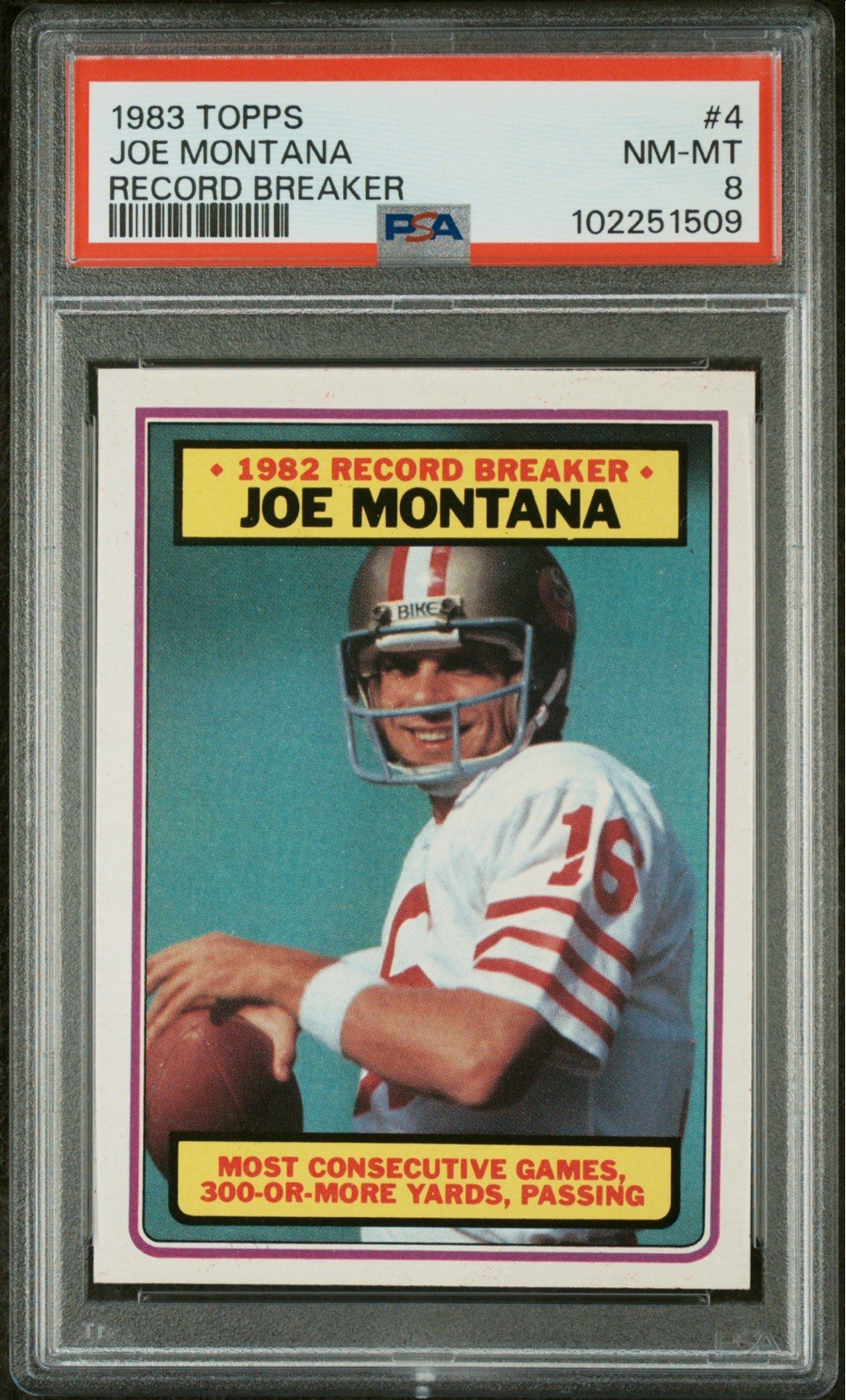 1983 Topps - Record Breaker Joe Montana #4 PSA 8 NM-MT