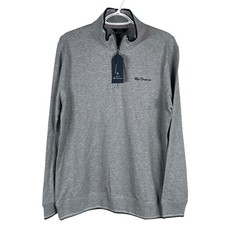 NEW Ben Sherman 1/4 Zip Sweater Mens M Gray Heather Pullover Stretch CottonBlend