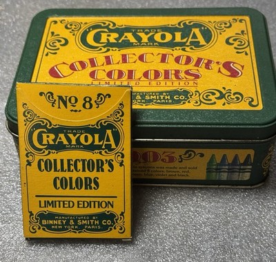Vtg 1991 Crayola Collector s Colors Limited Edition Tin & Box Of 8 Crayons