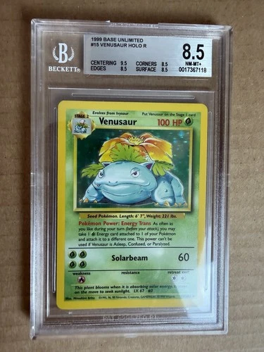 1999 Pokemon Base Set Unlimited Venusaur #15 BGS 8.5
