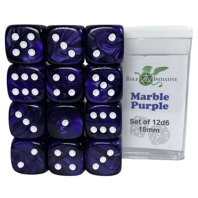Role 4 Initiative Marble Purple 18Mm 12- D6 Dice Set