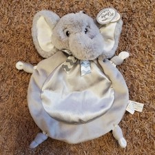Bearington Baby Collection Elephant Gray baby Lovey knotted Blanket Plush Satin