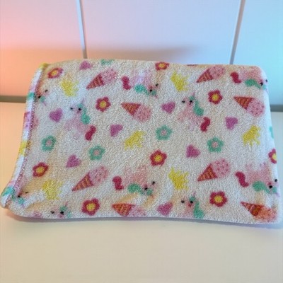 Cutie Pie White & Pink Baby Blanket Lovey Ice Cream Cones Unicorn 