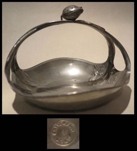 Orig Old Art Nouveau Kayser Pewter Bowl Hugo Leven Circa 1900 Model No 4943 Cutlery