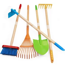 Kids Garden Tools, Outdoor Toys, Shovel for Digging Sand, Kid-Sized Rake, 5PC...