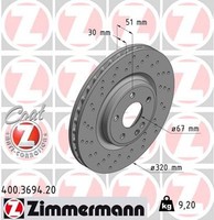 2X Zimmermann Bremsscheibe Coat Z 400.3694.20 FüR W176 Klasse GLA X156 Mercedes
