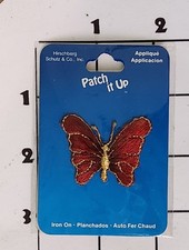 Red Butterfly Patch Iron On New NWT NOS Sealed Embroidered