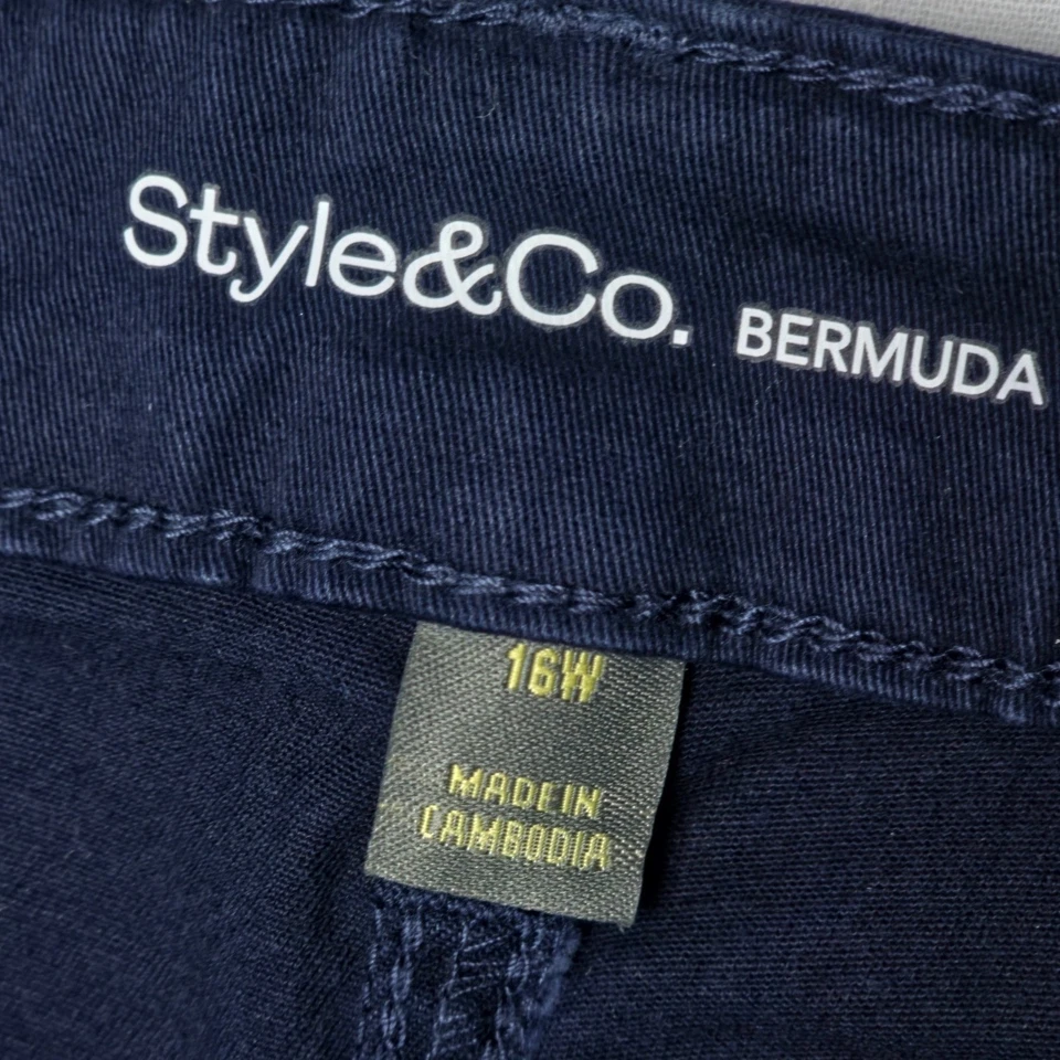 Style Co 裤子女式加 16W海军蓝宽腿高腰百慕大裤全新带标签 — 第 4/4 张图片