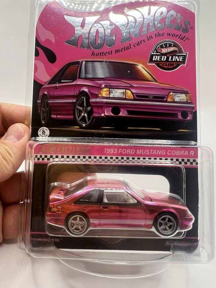 1993 Ford Mustang Cobra R Pink Hot Wheels RLC Exclusive Red Line Club NEW In Box - Image 2 of 4