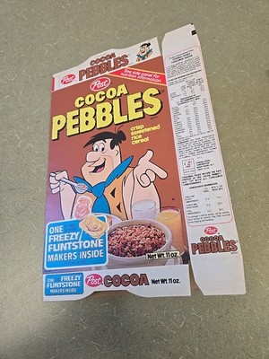 Vintage 1980 Post Cocoa Pebbles Cereal Box Freezy Flintston Premium Unused Flat