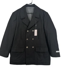 MICHAEL KORS Peacoat Mens Size 46R Black Classic Fit Double-Breasted Wool Blend