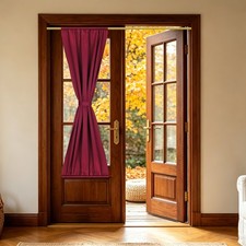1 Pc French Door Curtain, 20" x 72" Blackout Drape, Burgundy