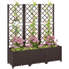 Trough Planter with Trellis Garden Raised Bed Drainage Holes Plastic 120cm Long