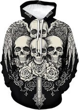 Dark Skull Graphic Halloween - 3D All Over Print Hoodie - Adults Youth