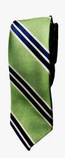 Vtg tommy Hilfiger men s Tie 100 Silk Green Navy Blue White Stripes Slim