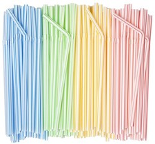 Comfy Package 500 Pack 7.75High Flexible Plastic Straws Disposable Drinking