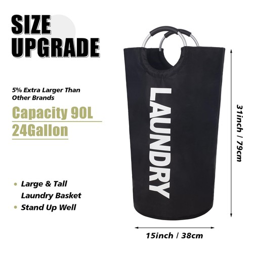 90L Large Laundry Basket Laundry Hamper Stands Up Well Laundry Bag with Pad - Picture 2 of 7