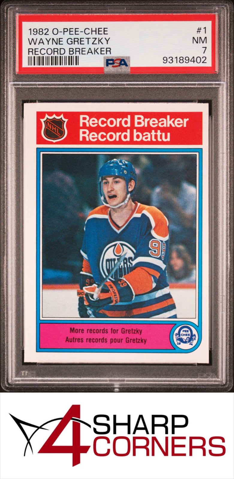 1982 O-PEE-CHEE RECORD BREAKER #1 WAYNE GRETZKY OILERS HOF PSA 7