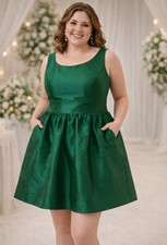 Alfred Sung Kelly Green Satin Dress 18 Wedding Guest Bridesmaid Plus Fits 14-16