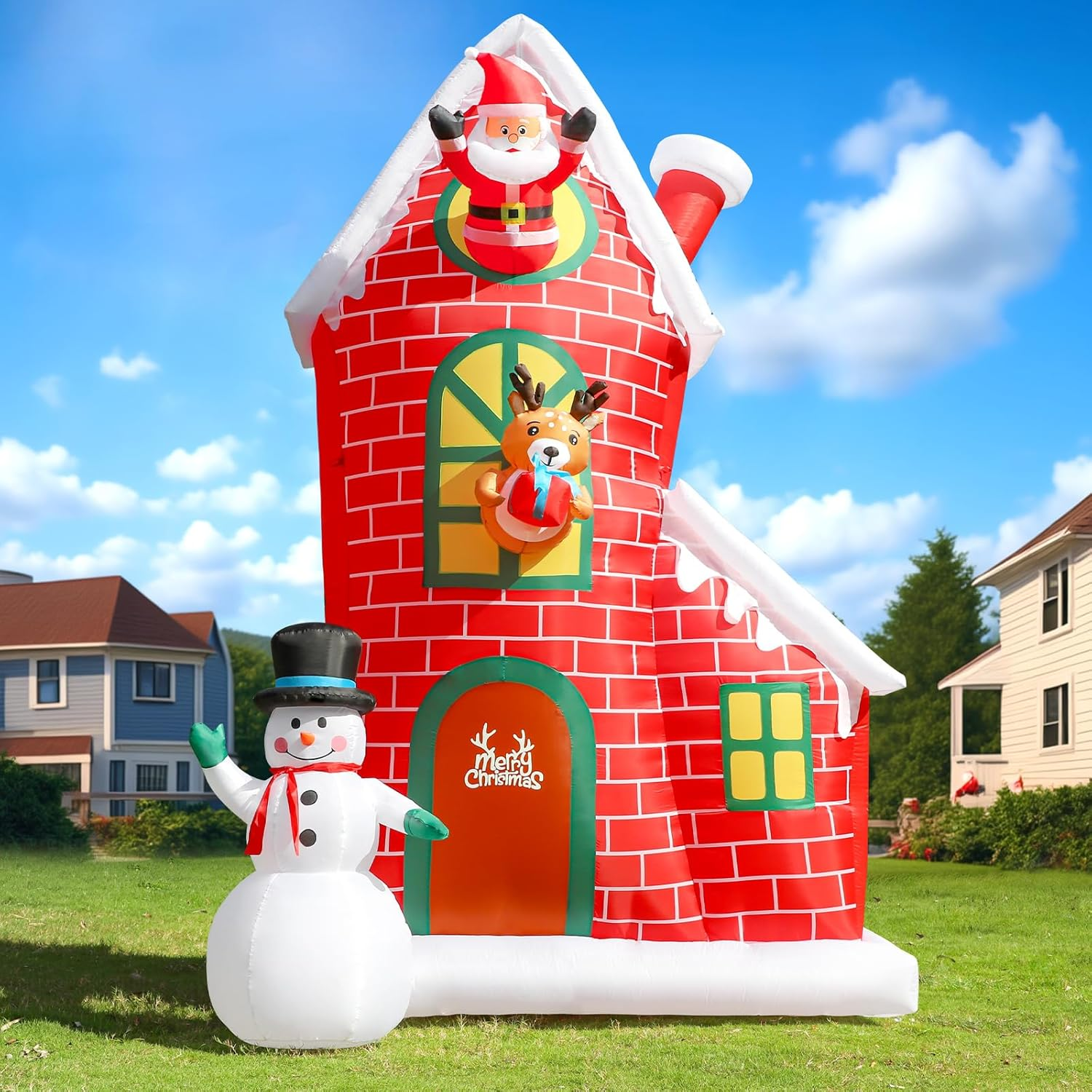 12 FT Christmas Inflatables Santa's House, Giant Christmas Decoration