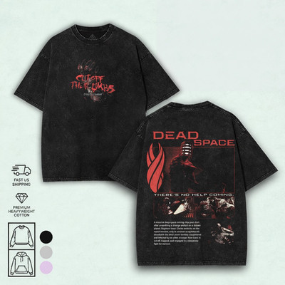 Retro The Dead Space Clothes Graphic Tees Oversized Washed Tee Game Acid Washed