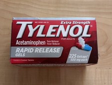TYLENOL Extra Strength 500mg Rapid Release Gels 225 Ct Exp 9/27 Free Shipping