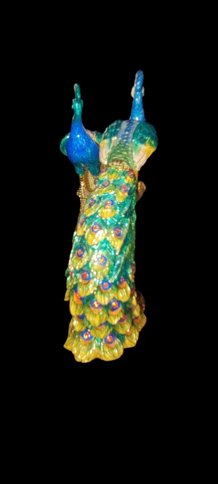 Caja de baratija grande doble con joyas de pavo real RUCINNI rara 4,5" Foto 4 de 4