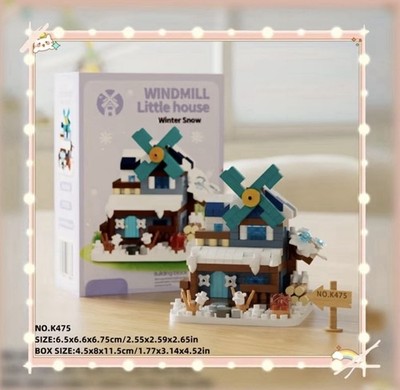 Mini Building Blocks - WINDMILL Little house Winter Snow